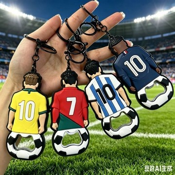 ⚽足球開瓶器冰箱貼鑰匙扣三合一 2026世界盃紀念品周邊 帶磁吸開瓶器冰箱貼 創意啤酒起子足球世界盃 世界盃鑰匙鑰匙掛件
