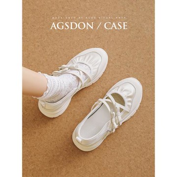 運動瑪麗珍女鞋2026新款春夏季法式配裙子厚底小白鞋休閑芭蕾單鞋