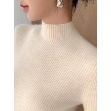 慵懶風軟糯毛衣女秋冬2025新款半高領針織衫加厚皮草內搭打底上衣