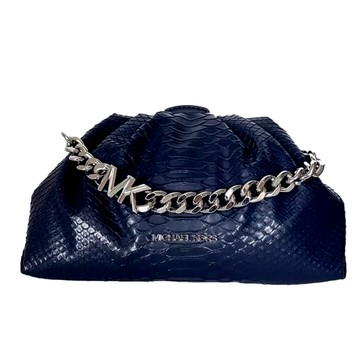 MICHAEL KORS - 素面皮革雲朵斜背鍊包 (深藍)