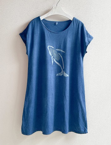 日本製 藍染 鯨魚 Whale 連身裙 JAPAN BLUE 海洋