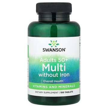 Swanson Vitamins, 50 歲以上成年人無鐵多維生素，100 片