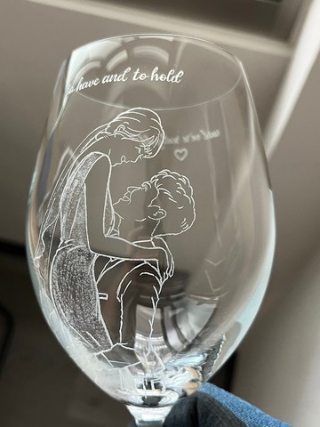 側臉雙人 精緻似顏繪  玻璃雕刻酒杯 人像酒杯 結婚禮盒 紅酒杯