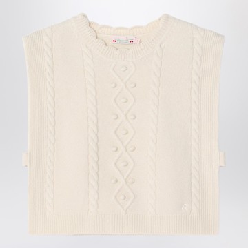 Beige wool gilet with a braided pattern