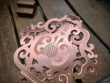 團龍戲珠抱瓶安―金屬剪花/新年平安/春聯擺飾