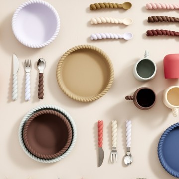 OYOY MINI Mellow 捲心造型兒童餐具組 2色選 - 繽紛莓果