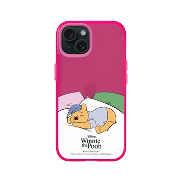 iPhone 15 Clear 粉漾桃 - 迪士尼-小熊維尼 Disney Winnie The Pooh - 枕頭上的維尼