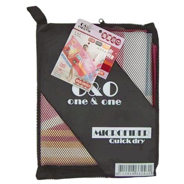 ONE & ONE 微纖維吸水速乾加大版海灘巾 80x160cm 輕量便攜  1條  手提網袋 黑色