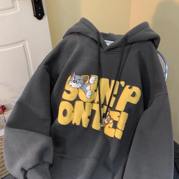 連帽衛衣男春秋款美式復古oversize上衣青少年卡通印花休閑外套潮