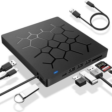 7合1 USB3.0 TYPE C光驅刻錄機DVD CD光皮播放器電腦外置光驅鑫弘-3C數碼