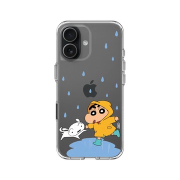 iPhone 17 Clear Case（相機按鈕） 透明 - 蠟筆小新 Crayon Shinchan - 小新小白雨天散步