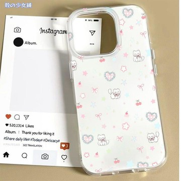 小貓蝴蝶結蘋果imd雙層手機殼16151412軟殼11創意17Pro/17Air/17