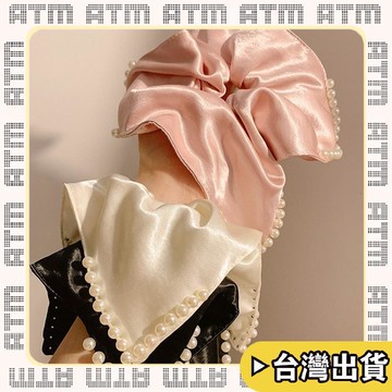 🔥臺灣出貨🔥可開發票✅輕飾時光法式復古緞面方巾大腸髮圈頭繩女2026新款扎頭髮馬尾皮筋發繩頭飾