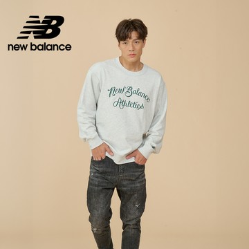 [New Balance]刺繡文字長袖上衣_男性_淺灰色_MT43583AHH