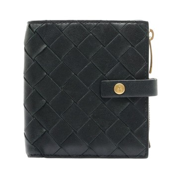 BOTTEGA VENETA BV 寶緹嘉 兩折短夾 黑色 編織羊皮 600270 【二手名牌BRAND OFF】