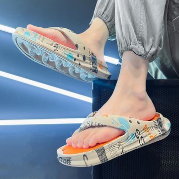 踩屎感人字拖男夏季外穿海邊夾腳拖鞋男個性潮流沙灘運動涼拖防滑