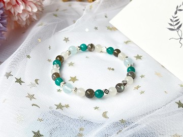 【翡雲】天河石 海藍寶 月光石 月亮石 925純銀設計手鍊