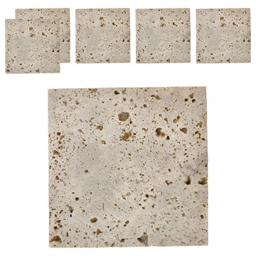 快豹 Travertine天然原石洞洞石托盤 6個  淺米色  10 x 10cm