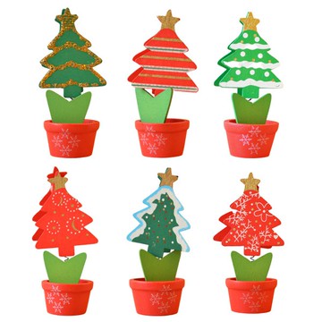 0043 木質聖誕樹名片夾 聖誕襪老人名片夾 聖誕樹節裝飾 小木夾 留言memo夾