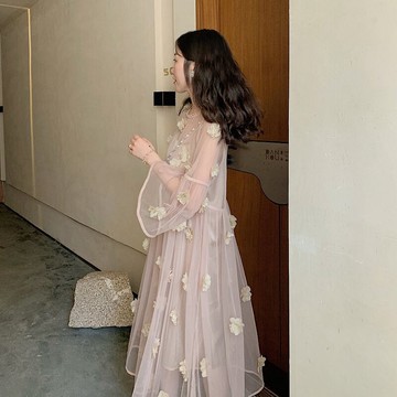 2022新款夏季法式氣質超仙初戀可鹽可甜收腰顯瘦公主吊帶連衣裙女