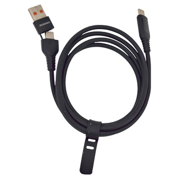 PICKOGEN 皮克全 140W快充二合一 雙Type-C/USB-A to Type-C PD充電傳輸線 1.2M 黑色  1條