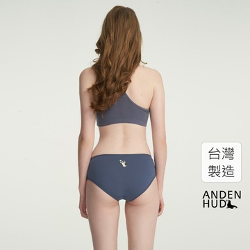 【Anden Hud】Timeless Elegance．花邊中腰三角內褲(霧霾藍-靴子裡有花) 純棉台灣製