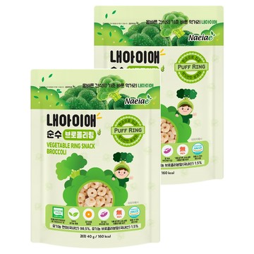 Naeiae 嬰幼兒米圈圈 無添加人工色素、防腐劑 酥脆入口即化 含穀物成分  花椰菜  40g  2包