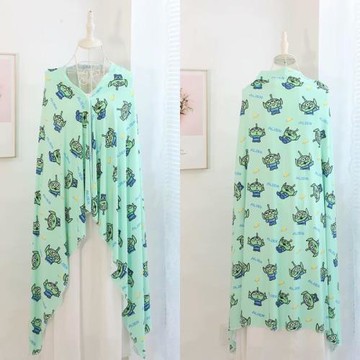 卡通草莓熊三眼仔冰絲薄毯辦公室車載午休夏季空調毯子披風披肩