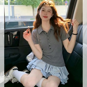 200斤大碼女裝胖MM夏季新款POLO領短袖T恤上衣