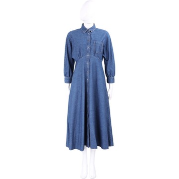 Max Mara-WEEKEND YEMEN 純棉藍色襯衫式牛仔連身裙 洋裝