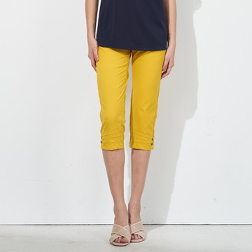 CLL巧玲瓏 素面簡約亮釦七分褲 7012704