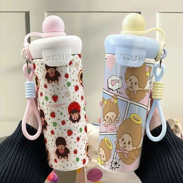 🐏熱門新品🐏蒙奇奇周邊 日本爆款 蒙奇奇水杯 monchhichi 蒙奇奇可愛塗鴉 不鏽鋼浮球吸管保溫杯 大容量便攜