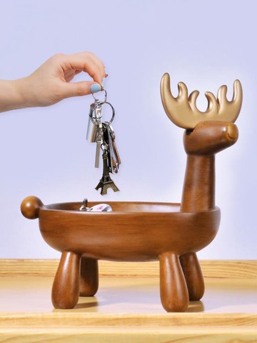 收納擺件創意北歐進門口裝飾鞋櫃放鑰匙玄關收納盒客廳鹿擺件簡約家居飾品