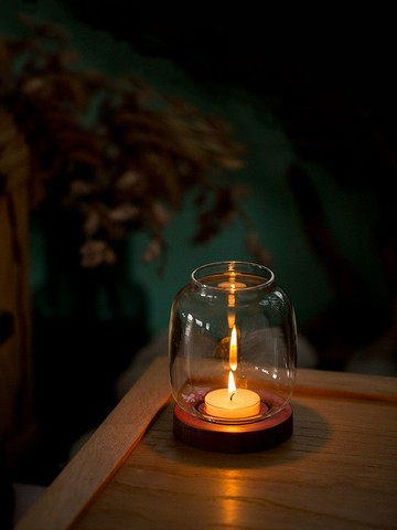 玻璃燭臺擺件家用中式香薰蠟風罩復古專用電子小燭光晚餐浪漫禪意