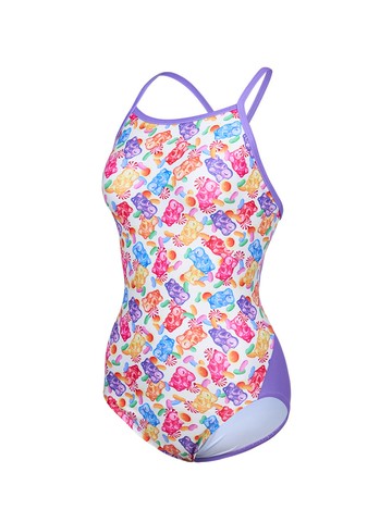 Jelly Double X-Back Strap One-Piece Swimsuit [Purple] (RN-LS2F507-PP)
