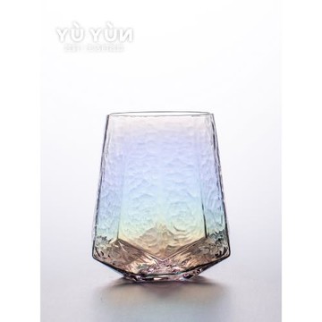 昱韻 歐式手工錘紋玻璃杯網紅ins水杯家用果汁杯啤酒杯威士忌酒杯