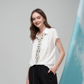 CLL巧玲瓏 豹紋絲帶顯瘦百搭襯衫 2453002