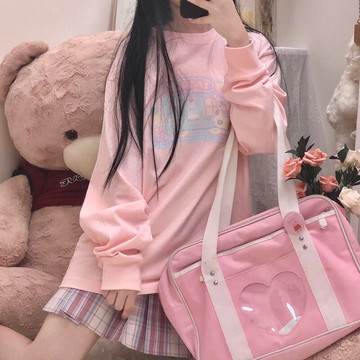 ins超火長袖T恤女春秋季新款日系打底衫潮原宿bf學生寬松上衣