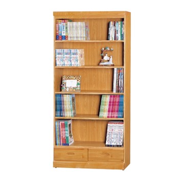 文創集 夏皮斯2.8尺開放式下二抽書櫃-84x33x181cm免組