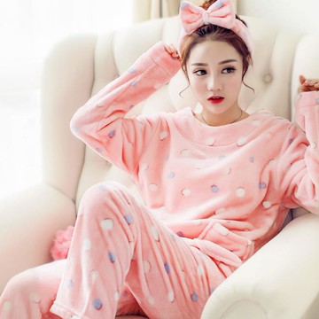 秋冬季珊瑚絨睡衣女士冬款加厚加絨法蘭絨家居服冬天2021新款套裝