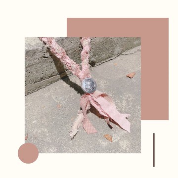 限量版 手作 編織 布項鍊 粉色系 日系 中性街頭古著風穿搭