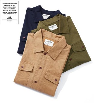 OKONKWO︱新款純色磨毛長袖襯衫 阿美咔嘰男式工程師厚款工裝襯衣