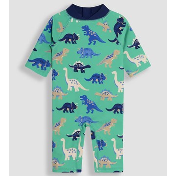 英國 JoJo Maman BeBe 嬰幼兒/兒童連身式防曬泳裝_恐龍_JJL6754