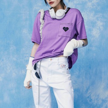 EDWIN｜女裝｜TY2K愛心寬版短袖T恤