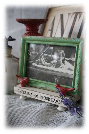 實木古舊小鳥活動相框 擺件 鄉村風格 1入