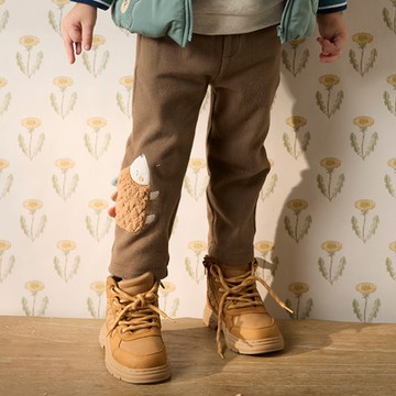 PIPPY 可愛小刺蝟繡花棉質長褲 棕-130