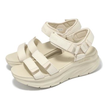 Skechers 涼鞋 D Lux Walker 女鞋 米白 厚底 緩衝 支撐 魔鬼氈 健走涼鞋 119828NAT