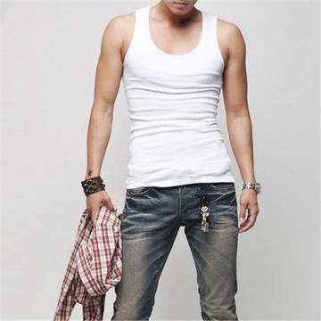 男士純棉健身運動背心內衣修身彈力精梳棉全棉薄打底汗衫坎肩背心