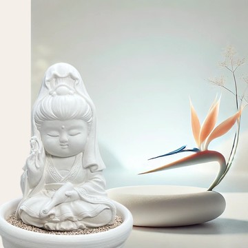 靜謐之美學 淨念吉祥小佛之寶瓶觀音小盤套組  精緻台灣文創禮品