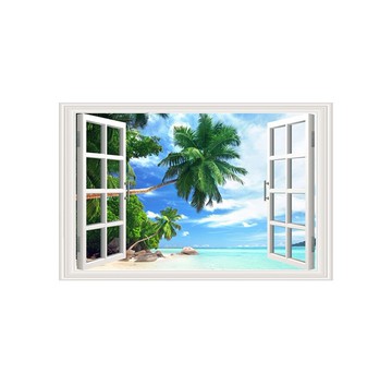 WA. WALL ART 防水PVC 無痕設計壁貼 FX82056 2張  90 x 60cm  海灘度假棕櫚